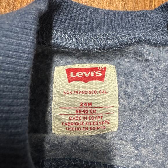Levis Baby Boys Blue Red Logo Sweatshirt Size 24M Toddler Soft Snap Neck - Picture 6 of 7